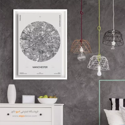 تابلو نقشه دیواری منجستر - منجستر – تابلو نقشه شهرهای جهان - اسپو دکور