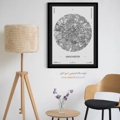 تابلو نقشه دیواری منجستر - منجستر – تابلو نقشه شهرهای جهان - اسپو دکور