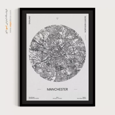 تابلو نقشه دیواری منجستر - منجستر – تابلو نقشه شهرهای جهان - اسپو دکور