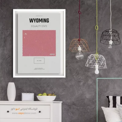 تابلو نقشه مینیمال وایومینگ - وایومینگ – تابلو نقشه شهرهای جهان - اسپو دکور