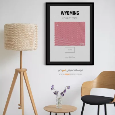 تابلو نقشه مینیمال وایومینگ - وایومینگ – تابلو نقشه شهرهای جهان - اسپو دکور