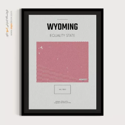 تابلو نقشه مینیمال وایومینگ - وایومینگ – تابلو نقشه شهرهای جهان - اسپو دکور