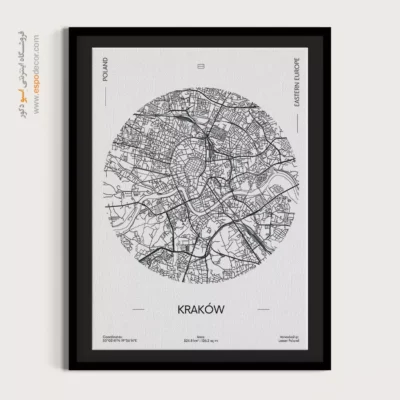 تابلو نقشه شهر کراکوف - کراکوف – تابلو نقشه شهرهای جهان - اسپو دکور