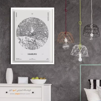 خرید تابلو نقشه هامبورگ آلمان - هامبورگ آلمان – تابلو نقشه شهرهای جهان - اسپو دکور