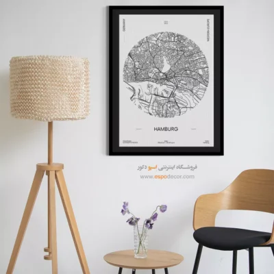 خرید تابلو نقشه هامبورگ آلمان - هامبورگ آلمان – تابلو نقشه شهرهای جهان - اسپو دکور