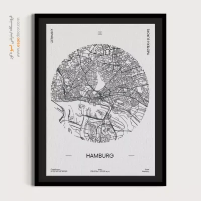خرید تابلو نقشه هامبورگ آلمان - هامبورگ آلمان – تابلو نقشه شهرهای جهان - اسپو دکور