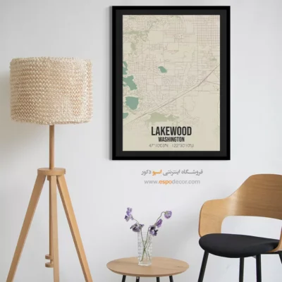 تابلو نقشه دکوراتیو لیک وود - لیک وود – تابلو نقشه شهرهای جهان - اسپو دکور