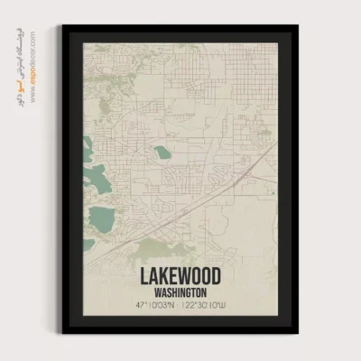 تابلو نقشه دکوراتیو لیک وود - لیک وود – تابلو نقشه شهرهای جهان - اسپو دکور