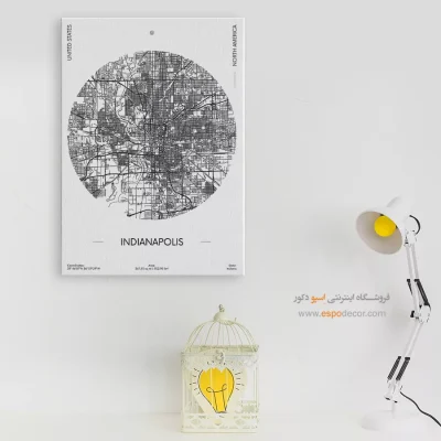 خرید تابلو نقشه مدرن شهر ایندیاناپولیس