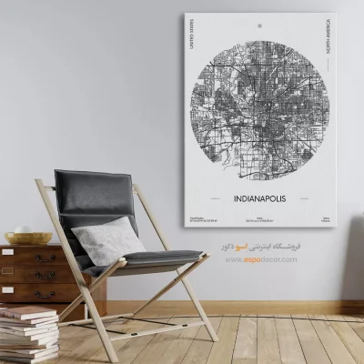 خرید تابلو نقشه مدرن شهر ایندیاناپولیس