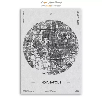 خرید تابلو نقشه مدرن شهر ایندیاناپولیس
