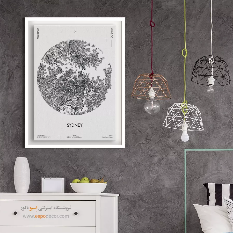 تابلو نقشه شهر سیدنی - سیدنی – تابلو نقشه شهرهای جهان - اسپو دکور