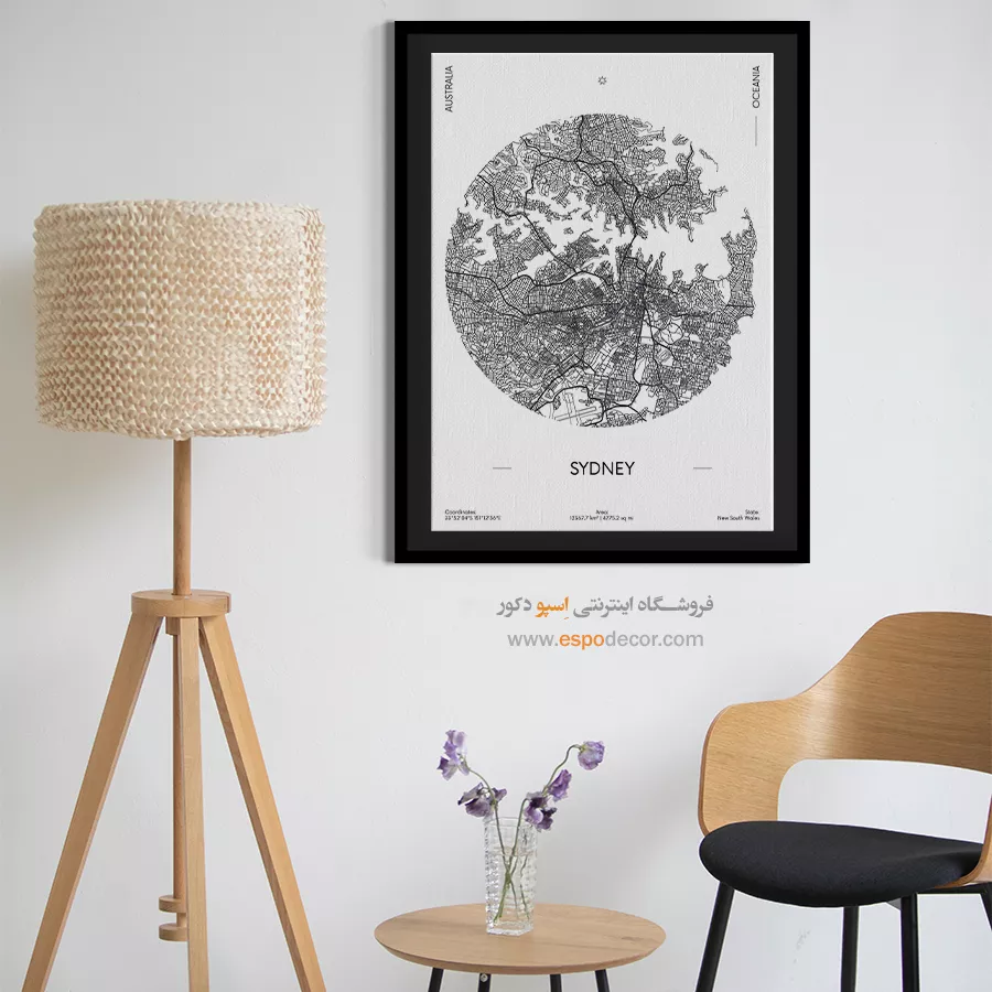 تابلو نقشه شهر سیدنی - سیدنی – تابلو نقشه شهرهای جهان - اسپو دکور