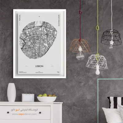 تابلو نقشه دیواری لیسبون پرتقال - لیسبون پرتقال – تابلو نقشه شهرهای جهان - اسپو دکور