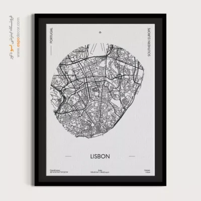 تابلو نقشه دیواری لیسبون پرتقال - لیسبون پرتقال – تابلو نقشه شهرهای جهان - اسپو دکور