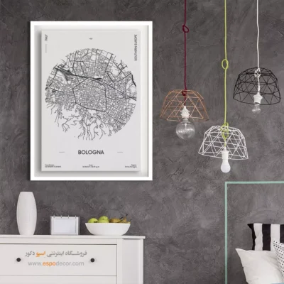 تابلو نقشه دکوراتیو بولونیا ایتالیا - بولونیا ایتالیا – تابلو نقشه شهرهای جهان - اسپو دکور