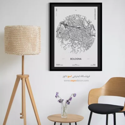 تابلو نقشه دکوراتیو بولونیا ایتالیا - بولونیا ایتالیا – تابلو نقشه شهرهای جهان - اسپو دکور