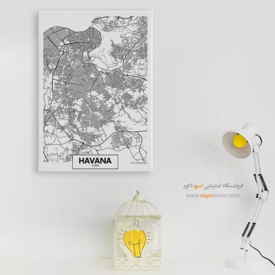 تابلو نقشه مینیمال هاوانا کوبا