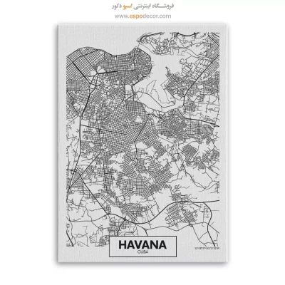 تابلو نقشه مینیمال هاوانا کوبا
