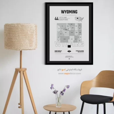 خرید تابلو نقشه وایومینگ - وایومینگ – تابلو نقشه شهرهای جهان - اسپو دکور