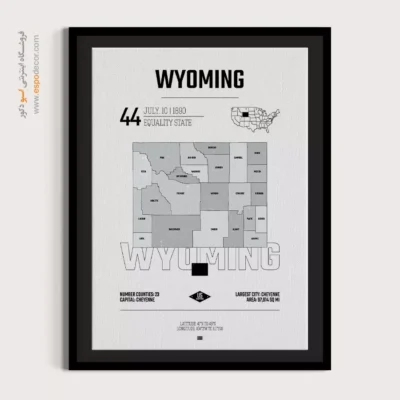 خرید تابلو نقشه وایومینگ - وایومینگ – تابلو نقشه شهرهای جهان - اسپو دکور