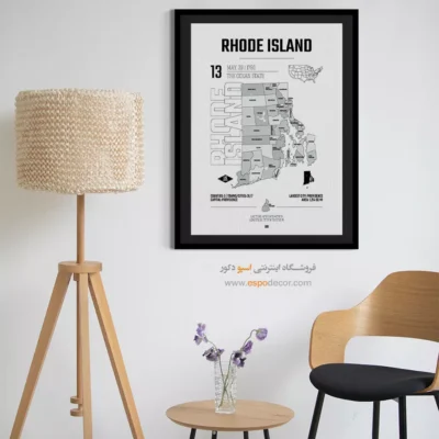 تابلو نقشه دکوراتیو رود آیلند - رود آیلند – تابلو نقشه شهرهای جهان - اسپو دکور