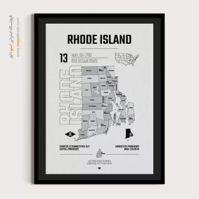 تابلو نقشه دکوراتیو رود آیلند - رود آیلند – تابلو نقشه شهرهای جهان - اسپو دکور