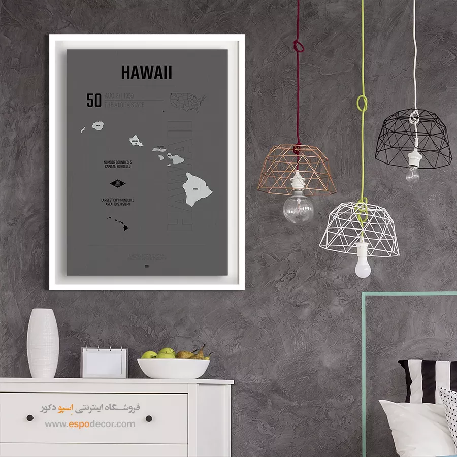 تابلو نقشه شهر هاوایی - هاوایی – تابلو نقشه شهرهای جهان - اسپو دکور