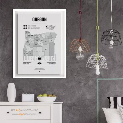 تابلو نقشه مدرن اورگان - اورگان – تابلو نقشه شهرهای جهان - اسپو دکور