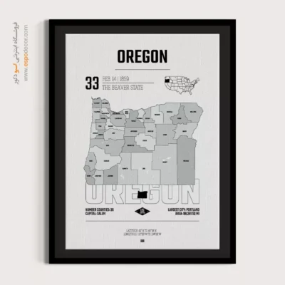 تابلو نقشه مدرن اورگان - اورگان – تابلو نقشه شهرهای جهان - اسپو دکور