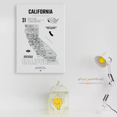 تابلو هنری نقشه کالیفرنیا