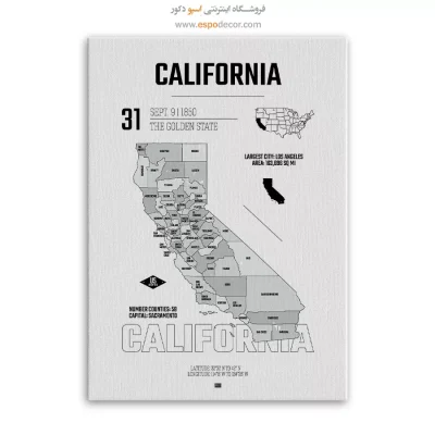 تابلو هنری نقشه کالیفرنیا