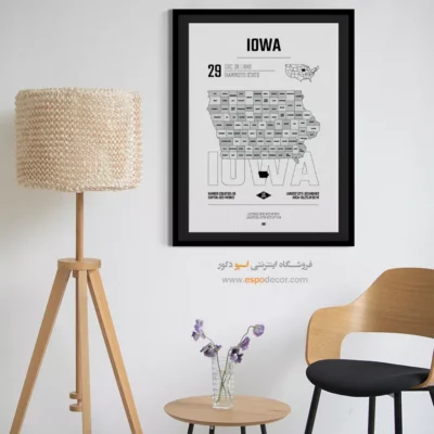 تابلو نقشه آیووا - آیووا – تابلو نقشه شهرهای جهان - اسپو دکور