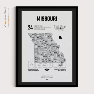 تابلو نقشه شهر میزوری - میزوری – تابلو نقشه شهرهای جهان - اسپو دکور