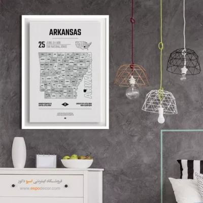 خرید تابلو نقشه مدرن آرکانزاس - آرکانزاس – تابلو نقشه شهرهای جهان - اسپو دکور