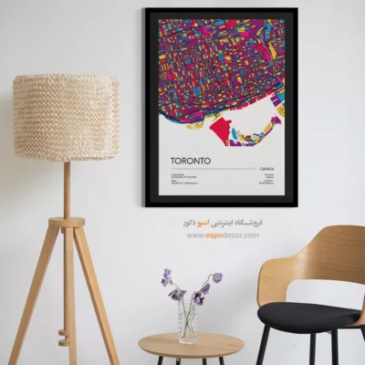 تابلو نقشه دکوراتیو تورنتو - تورنتو – تابلو نقشه شهرهای جهان - اسپو دکور