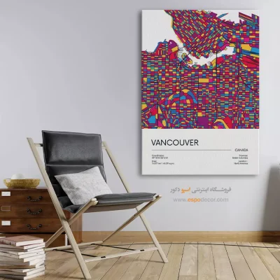 خرید تابلو نقشه مینیمال ونکوور