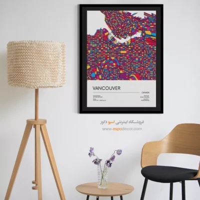 خرید تابلو نقشه مینیمال ونکوور - ونکوور – تابلو نقشه شهرهای جهان - اسپو دکور