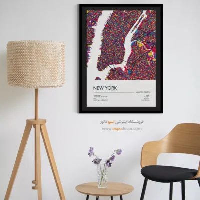 تابلو نقشه نیویورک - نیویورک – تابلو نقشه شهرهای جهان - اسپو دکور