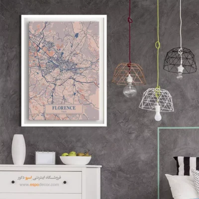 تابلو هنری نقشه فلورانس ایتالیا - فلورانس ایتالیا – تابلو نقشه شهرهای جهان - اسپو دکور