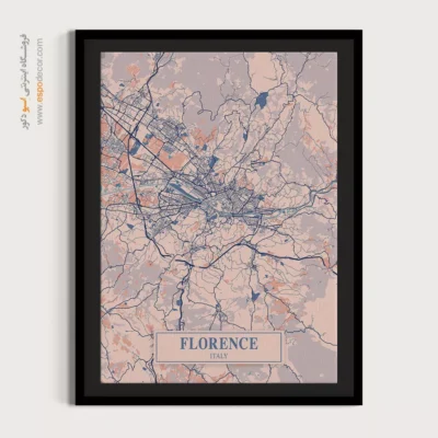 تابلو هنری نقشه فلورانس ایتالیا - فلورانس ایتالیا – تابلو نقشه شهرهای جهان - اسپو دکور