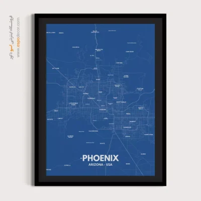 تابلو نقشه مینیمال فونیکس - فونیکس – تابلو نقشه شهرهای جهان - اسپو دکور