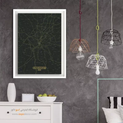 تابلو نقشه سینسیناتی - سینسیناتی – تابلو نقشه شهرهای جهان - اسپو دکور