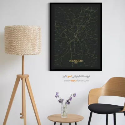 تابلو نقشه سینسیناتی - سینسیناتی – تابلو نقشه شهرهای جهان - اسپو دکور