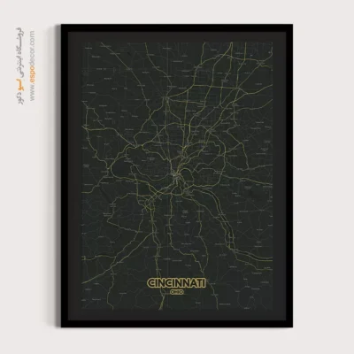 تابلو نقشه سینسیناتی - سینسیناتی – تابلو نقشه شهرهای جهان - اسپو دکور