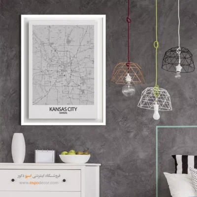 تابلو نقشه شهر کنزاس سیتی - کنزاس سیتی – تابلو نقشه شهرهای جهان - اسپو دکور