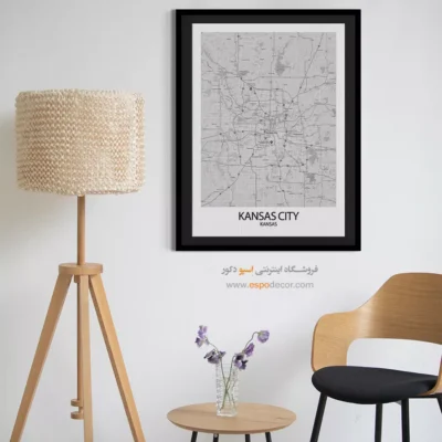تابلو نقشه شهر کنزاس سیتی - کنزاس سیتی – تابلو نقشه شهرهای جهان - اسپو دکور