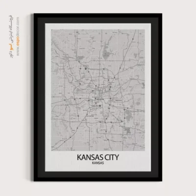 تابلو نقشه شهر کنزاس سیتی - کنزاس سیتی – تابلو نقشه شهرهای جهان - اسپو دکور
