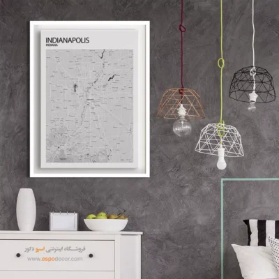 تابلو نقشه دیواری ایندیاناپولیس - ایندیاناپولیس – تابلو نقشه شهرهای جهان - اسپو دکور