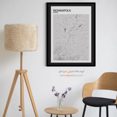 تابلو نقشه دیواری ایندیاناپولیس - ایندیاناپولیس – تابلو نقشه شهرهای جهان - اسپو دکور